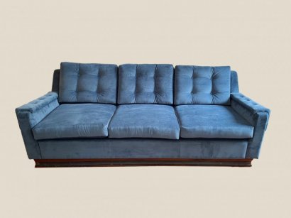 DIVANO VELLUTO AZZURRO